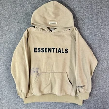 Fear of God Essentials Pullover Hoodie Men’s Size Large Sweatshirt Beige Stained
