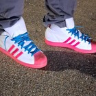 adidas Superstar Men's High-Top Leather Shell Toes Sz 12 White/Pink/Blue Lace-Up — photo 7