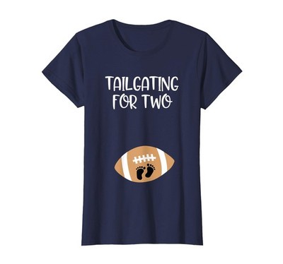 Tailgating for Two Football Game Day Pregnant Expecting Mom T-Shirt, Women, N...