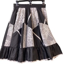 Partners Please by Malco Modes Black Lace Patchwork Midi Skirt S Square Dance