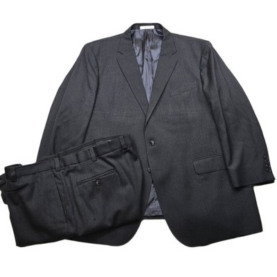 Joseph Abboud Wool Suit Men 50S 2 Piece Pants 44x26 Charcoal Super 100s Tollegno