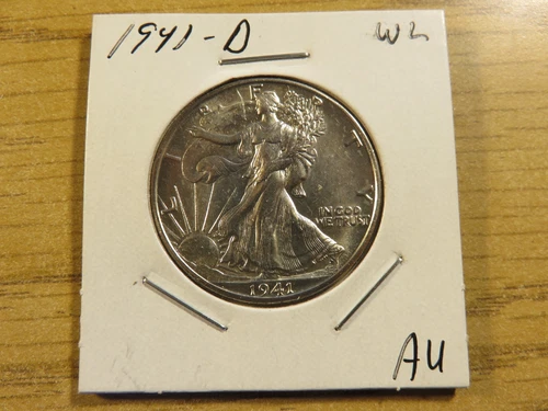 1941 D Walking Liberty Half Dollar AU raw coin