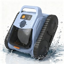 Cordless Robotic Pool Vacuum Cleaner Scrubbing Cleans Floor, Walls and Waterline