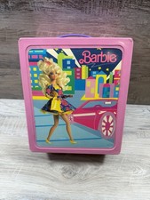 Vintage 1989 Pink Barbie Deluxe Vinyl Doll Trunk Storage Travel Case Closet