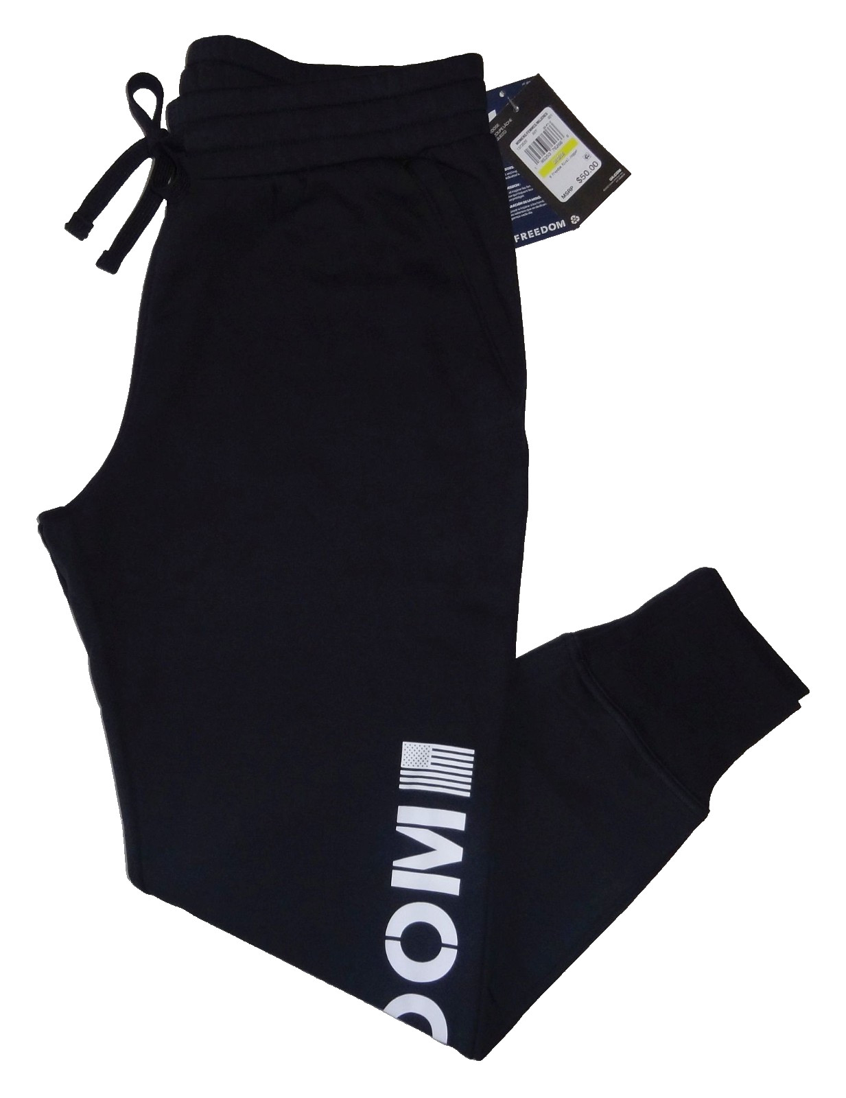 UA UNDER ARMOR BLACK WHITE FREEDOM RIVAL ATHLETIC FLEECE JOGGER SWEATPANTS M NWT