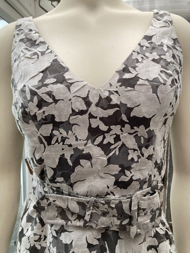 Phase Eight Grey & White Floral Lace Fit & Flare Belted Dress 16 Occasion - Picture 12 of 15