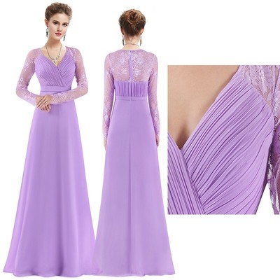 long sleeve lavender dress