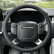 COPRIVOLANTE PELLE UNIVERSALE ALTA QUALITA INSERTI AUTO CAMPER STERZO NERO SPORT