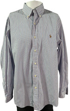 Polo Ralph Lauren Men's Dress Shirt 17 34/35 Custom Fit Striped Long Sleeves