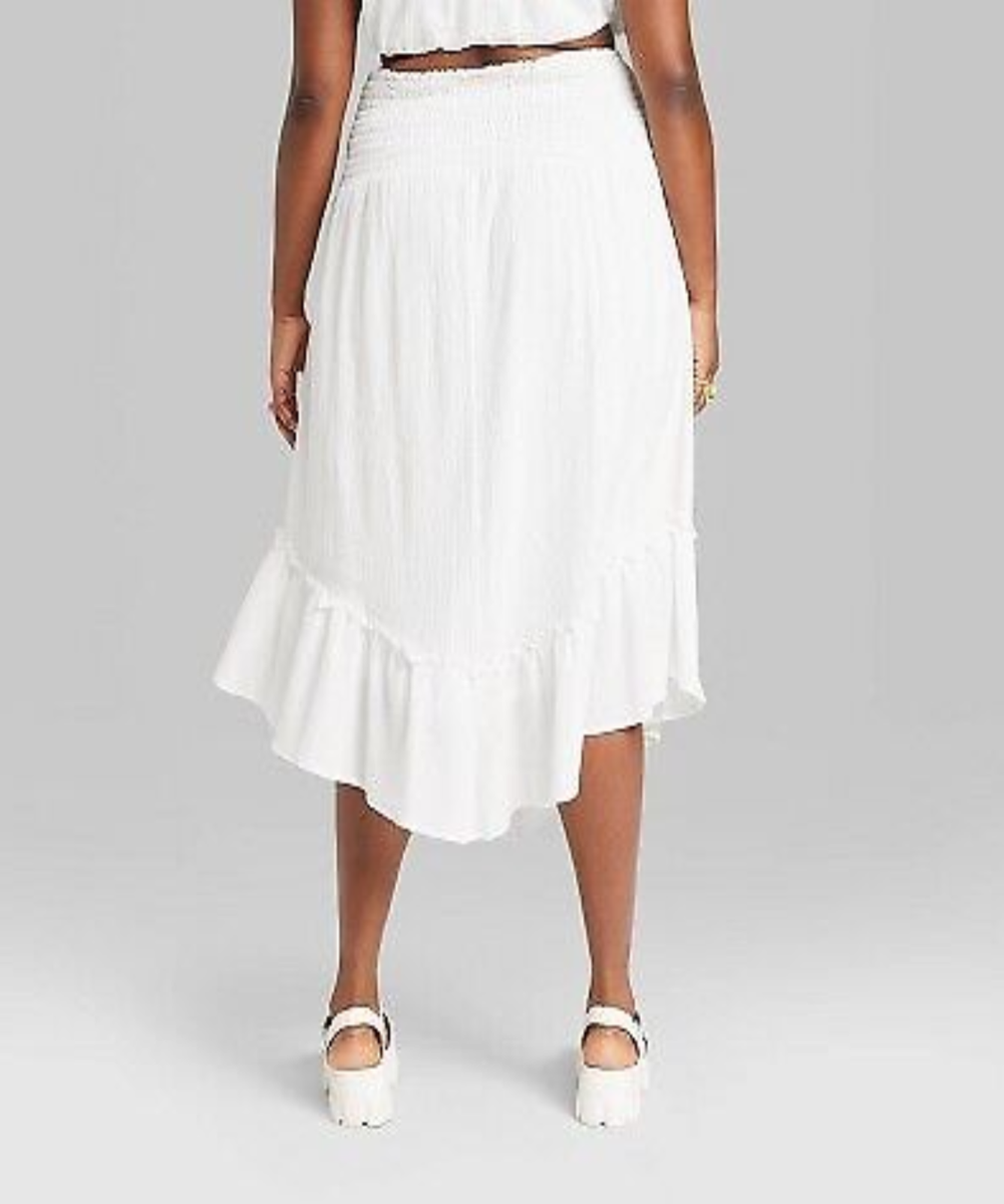 Women's Woven Handkerchief Hem Midi Skirt - Wild Fable White