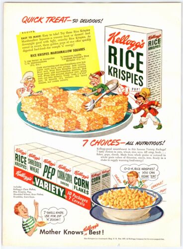 1948 KELLOGG'S RICE KRISPIES Vintage 8""X11"" Magazin Werbung 1940er Jahre M357 - Bild 1 von 1