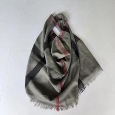 Gray Plaid Sheer Scarf Oversized Wrap Fringed 80" L  x  38" W Set of 3