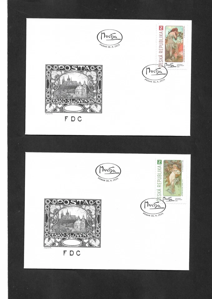 República Checa 2025 FDC Pof 1314-1317 Las Cuatro Estaciones de Alfons Mucha. Foto 2 de 4