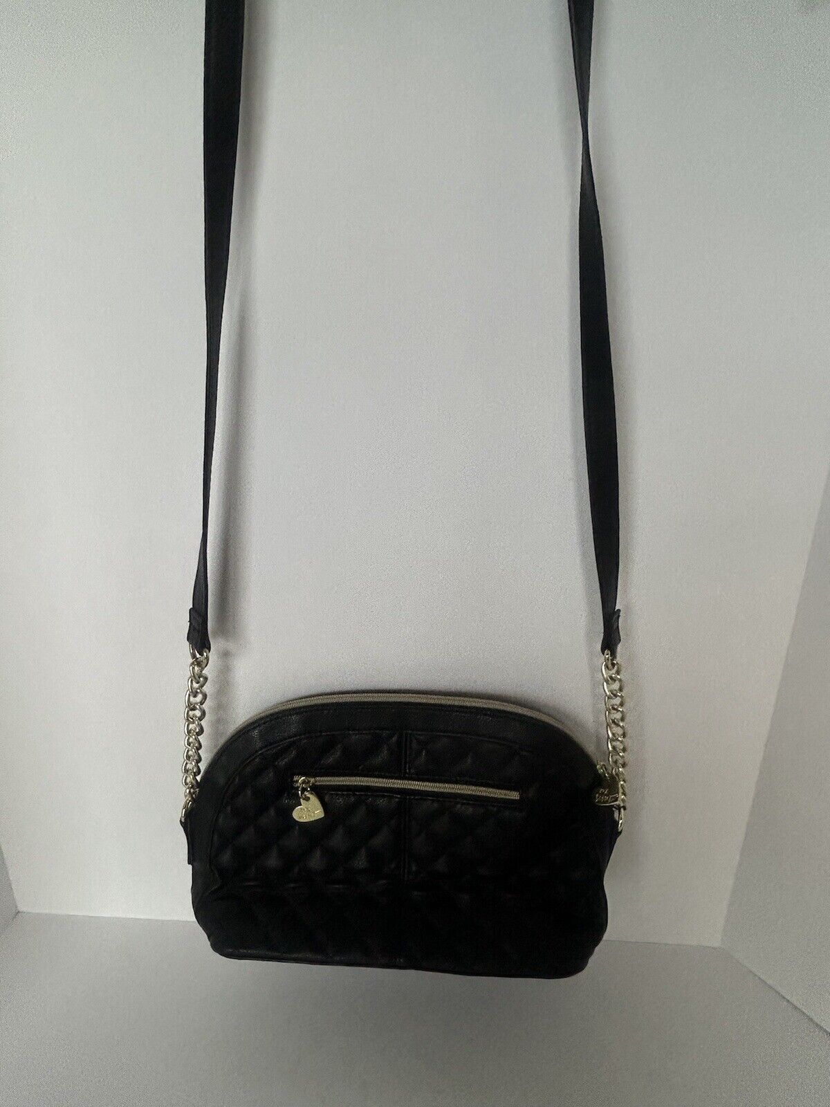 Betsey Johnson Bag Black Quilted with Bow Gold Ch… - image 3