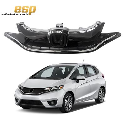 Front Chrome & Glossy Black Bumper Grille For 15-17 Honda Fit 71120T5RA10
