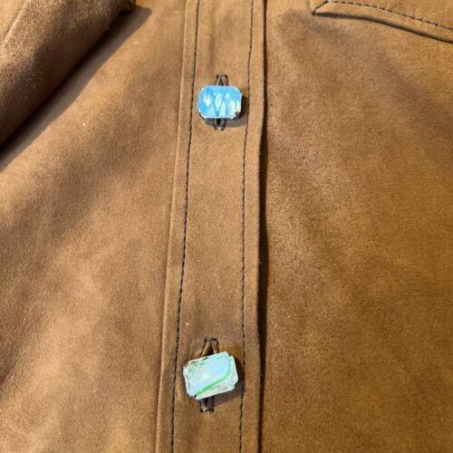 Veste neuve taille XS Free People Dancassab Maria 100% cuir fait main daim marron - Photo 5 sur 6