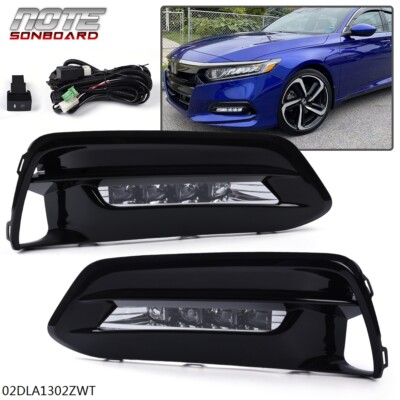 LED BUMPER FOG LIGHTS LAMPS BEZEL W/SWITCH FIT FOR  HONDA ACCORD SEDAN 2018-2020