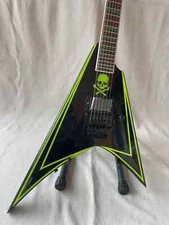 High-end Custom Jackson Electric Guitar, Flying V-Shaped Black Professional New