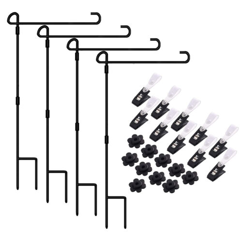 Garden Flag Holder Stand Metal Flag Pole Holder with Anti-Wind Clip Banner Pole - Afbeelding 1 van 10