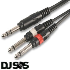 PULSE PLS00132 - 0.3m 6.3mm Stereo Jack to 2 x 6.3mm Mono Jack Insert Cable Lead