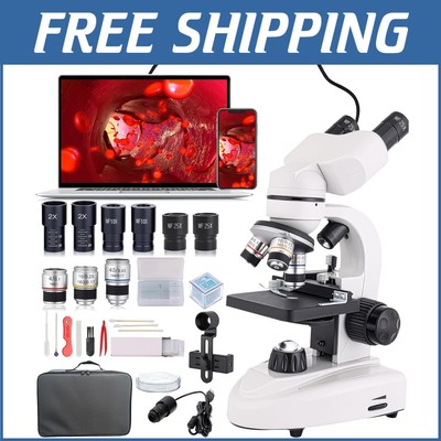 LED Dual Lighting Binocular Microscope with 40X-2000X Magnification for Research