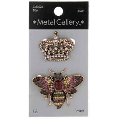 #ad Metal Gallery Bee amp; Crown Rhinestone Brooches $15.99