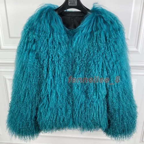 Damen-Kurzmantel echtes mongolisches Lamm Schaf lockiges Fell Jacke Winter warm Oberbekleidung - Bild 14 von 38