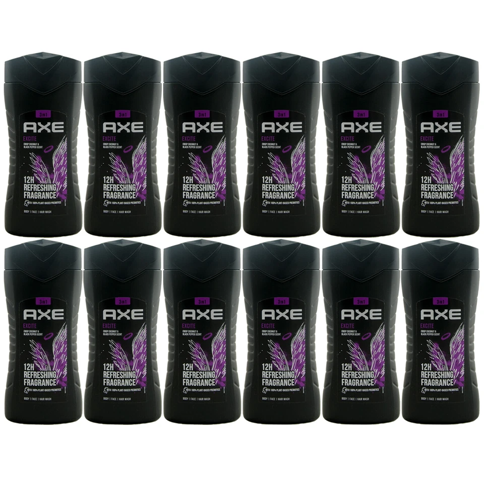 Axe Duschgel EXCITE 12 x 250ml knackige Kokosnuss & schwarzer Pfeffer Duft 12H - Bild 1 von 1
