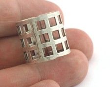 Adjustable Ring 20x20mm Antique Silver Plated brass 18mm 8US inner size 1961