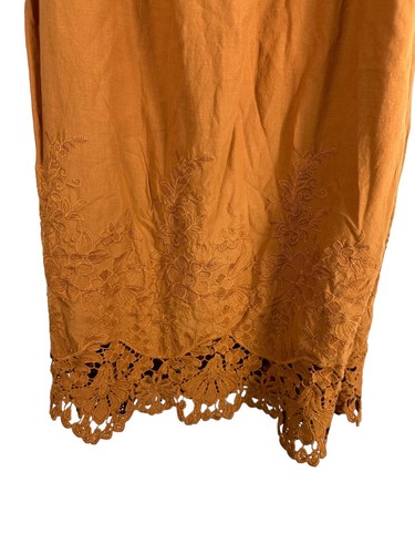 Madewell Eyelet Cold Shoulder Dress Burnt Orange Pumpkin Small Cotton Summer - Picture 9 of 24