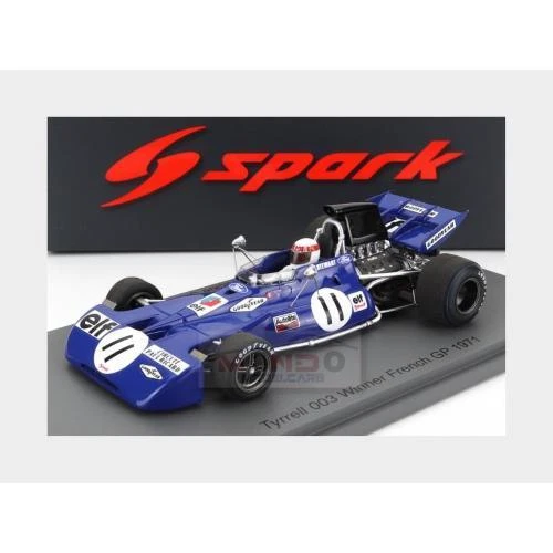 1:43 SPARK Tyrrell F1 003 #11 Winner France Gp 1971 J.Stewart Blue S7232 - Immagine 2 di 2