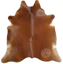 Real Cowhide Rug Brown Solid - Size 6x7-8