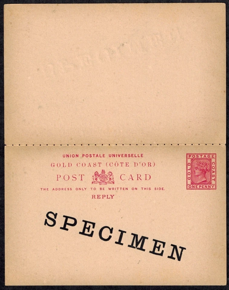 Gold Coast 1890s QV 1d Red Postcard & Reply w/SPECIMEN OVPT VERY RARE - Image 3 of 3
