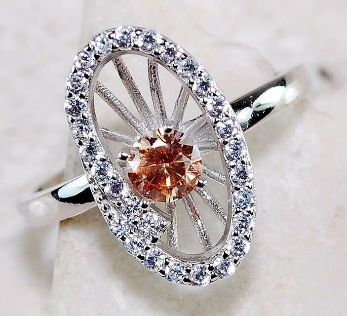 1CT  Padparadscha 925 Sterling Silver Ring Sz 7 &3-9