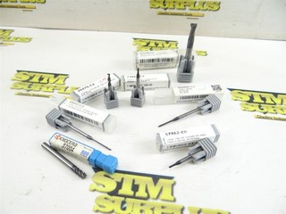 7 ASSORTED SOLID CARBIDE END MILLS 1/8" TO 1/4" SHANKS HARVEY TOOL