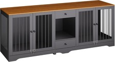83'' Dog Crate Kennel Pet Furniture Indoor with 4 Doors and 2 Drawers with Locks
