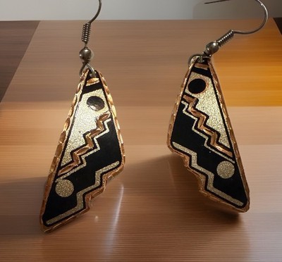 VTG artisan-crafted copper dangle earrings Southwest Native DESIGN