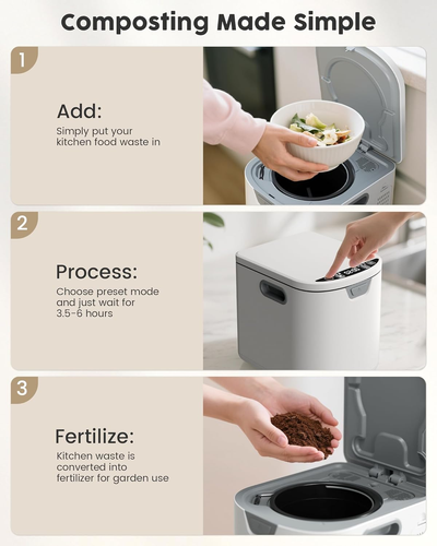 3.5L(MAX) Electric Composter for Kitchen, Smart Compost Bin for Countertop with  - Picture 3 of 12