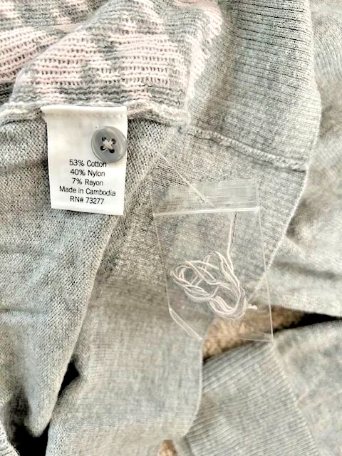 Cárdigan para mujer Croft&Barrow XL gris y rosa a cuadros algodón/rayón/nylon nuevo sin etiquetas Foto 4 de 4