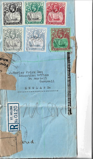 st helena stamp a cover to england 1938 with stamp values 1/2d 5d various cancel