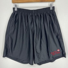 Cobblestones Mens Vtg Black Nylon Athletic Shorts XL Treat em Like a King USA