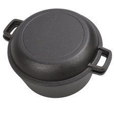 HG Oven Pot W/Skillet Lid Cooking Pan 4.7L Cast Iron Dual Handles Cookware Pot