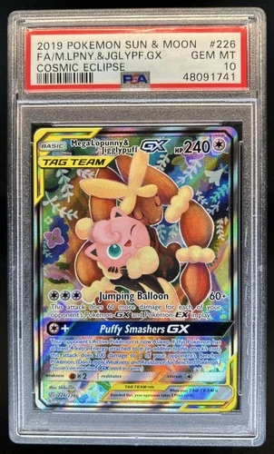 2019 Pokemon SM Cosmic Eclipse Mega Lopunny Jigglypuff Tag Team #226/236 PSA 10