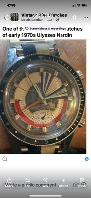 Ulysse Nardin Vintage 1970s Manual Wind Chronograph blue Bezel Prototype 