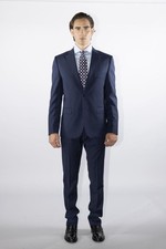 Men's tailored 2-button blue wool blend drop 6 suit