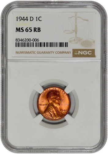 1944 D 1C Lincoln Wheat Cent NGC Graded MS 65 RB in New Holder