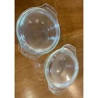 Vintage Anchor Hocking Fire King 12oz Clear Glass Casserole Dishes Lids Set of 2