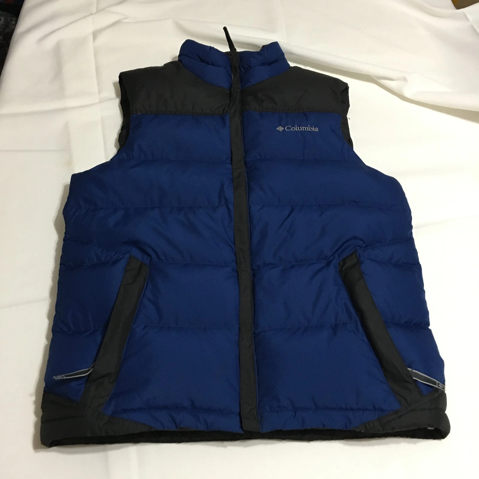 Columbia Mens Small Down Vest Blue Puffer Full Zip Jacket