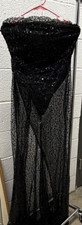 Fashion Nova Sequin Mesh Strapless Gown Black Party Dress Size S