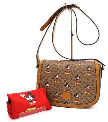 GUCCI Disney Mickey-Mouse Collaboration Shoulder Bag Brown Rare Authentic
